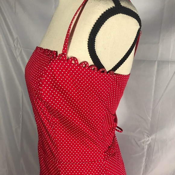 Summery Red and Subtle White Polka Dot Dress - Picture 3 of 6